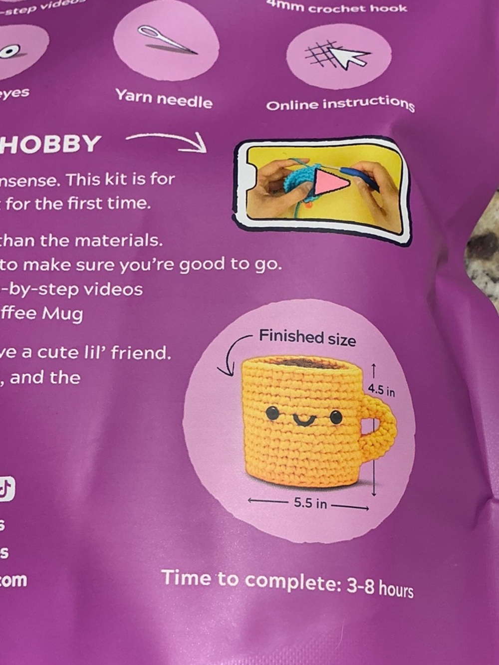 The Woobles Crochet Kit - Yellow Coffee Mug - Picture 5 of 5